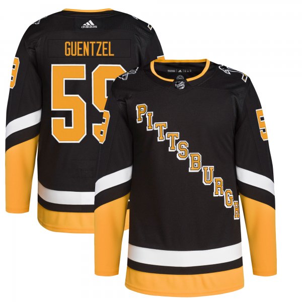 Men's Pittsburgh Penguins Jake Guentzel adidas Black Alternate Primegreen Player Jersey