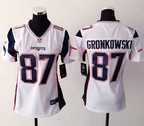 Nike New England Patriots #87 Rob Gronkowski White Women's Stitched NFL New Elite Jersey