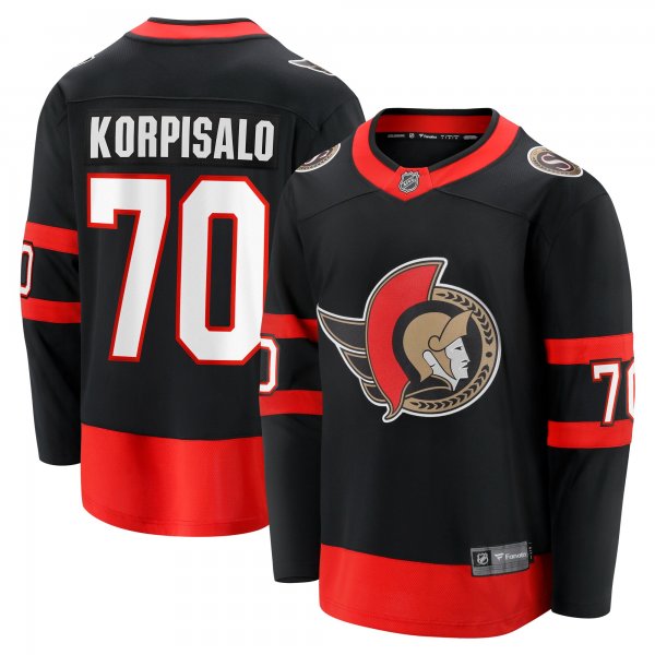 Men's Ottawa Senators Joonas Korpisalo Fanatics Black Home Breakaway Jersey