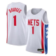 Men's Brooklyn Nets #1 Mikal Bridges White Black Association City Classic Icon Statement Swingman Jersey