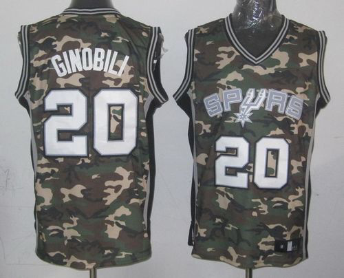 Men's San Antonio Spurs #20 Manu Ginobili Camo Stealth Collection Stitched NBA Jersey