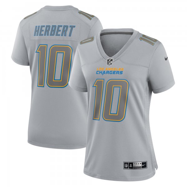 Women's Los Angeles Chargers #10 Justin Herbert Nike Gray Atmosphere Fashion Game Jersey