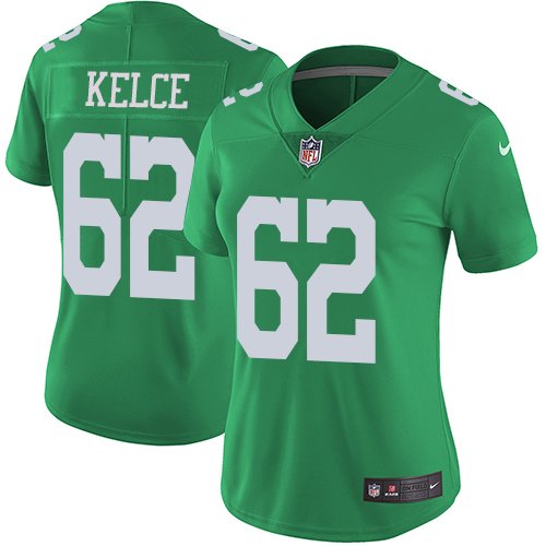 Nike Philadelphia Eagles #62 Jason Kelce Green Women's Stitched NFL Limited Rush Jersey