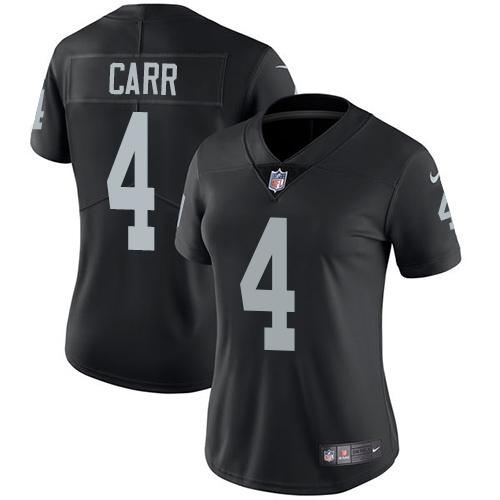 Nike Las Vegas Raiders #4 Derek Carr Black Women's Stitched NFL Vapor Untouchable Limited Jersey