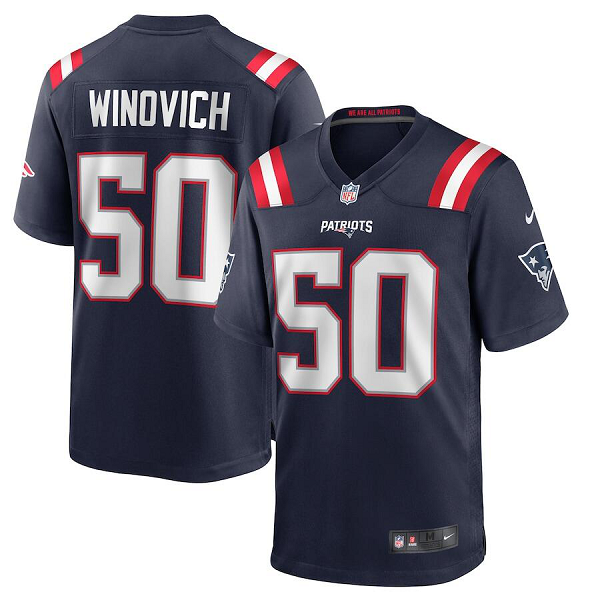 Men's New England Patriots #50 Chase Winovich Nike Navy Game Jersey