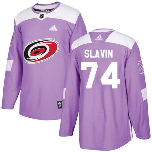 Adidas Carolina Hurricanes #74 Jaccob Slavin Purple Fights Cancer Stitched NHL Jersey