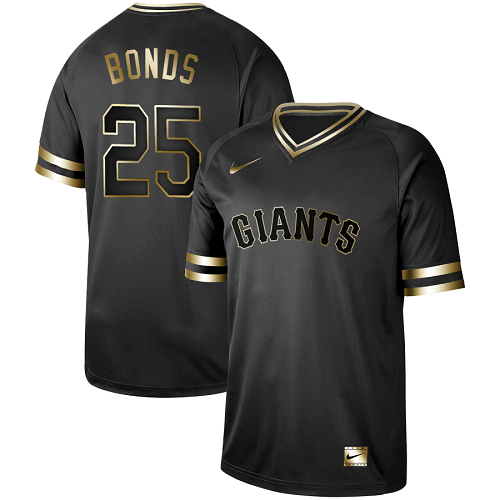 Men's Nike San Francisco Giants #25 Barry Bonds Black Gold MLB Jersey