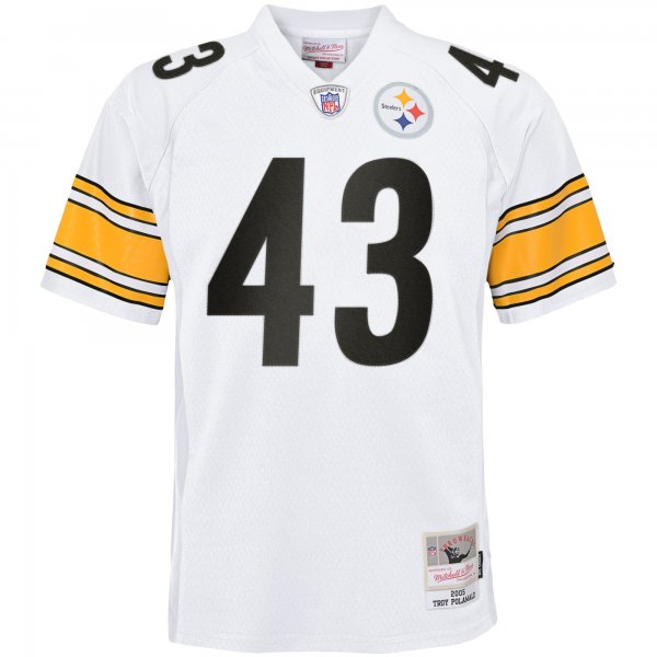 Youth Pittsburgh Steelers Troy Polamalu Mitchell & Ness White 2005 Retired Player Legacy Jersey