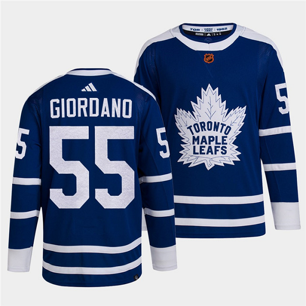 Men's Toronto Maple Leafs Black #55 Mark Giordano Blue 2022 Reverse Retro NHL Jersey