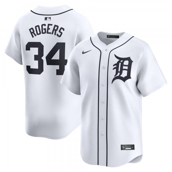 Men's Detroit Tigers Jake Rogers Nike White Home Limited Player Jersey