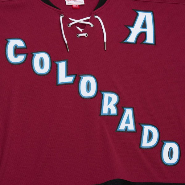 Men's Colorado Avalanche Peter Forsberg Mitchell & Ness Maroon  2001/02 Alternate Captain Blue Line Player Jersey