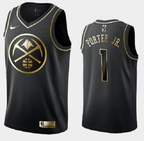 Men's Nike Denver Nuggets #1 Michael Porter Jr. Golden Edition Basketball Black Jersey