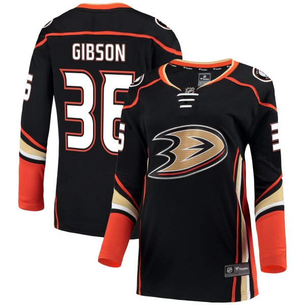 Women's Anaheim Ducks John Gibson Fanatics Black Breakaway Jersey