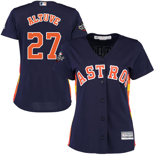 Women's Houston Astros #27 Jose Altuve Navy Blue Alternate 2019 World Series BoundStitched MLB Jersey