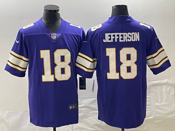 Men's Minnesota Vikings #18 Justin Jefferson Nike Purple Classic Stitched Limited Jersey