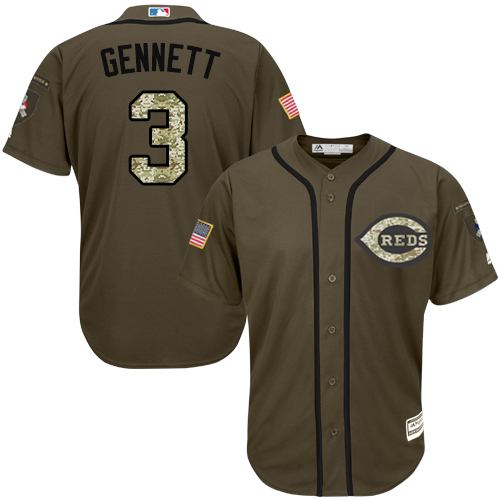 Cincinnati Reds #3 Scooter Gennett Green Salute to Service Stitched MLB Jersey