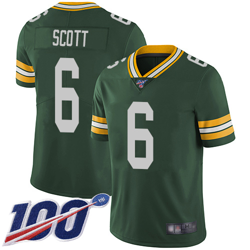 Men's Green Bay Packers #6 JK Scott Green Team Color Stitched NFL 100th Season Vapor Limited Jersey