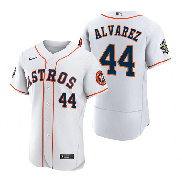 Houston Astros Yordan Alvarez White 2022 World Series Flex Base Jersey