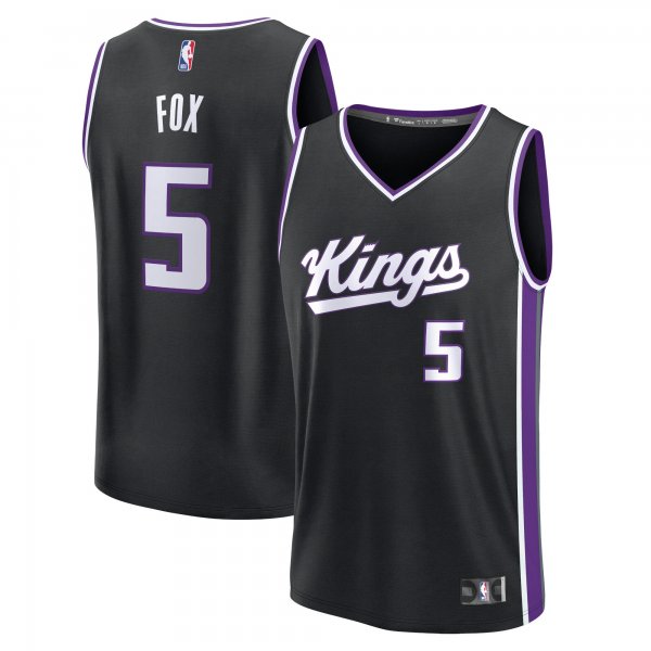 Men's Sacramento Kings #5 Aaron Fox Black 2023/24 Fast Break Replica Icon Edition Jersey