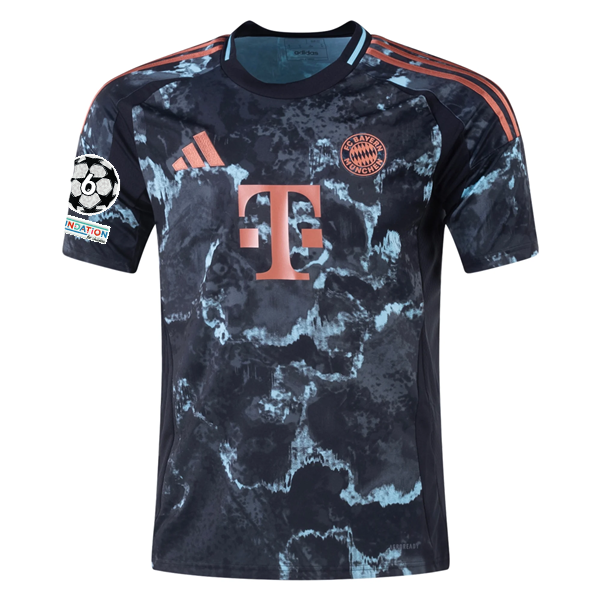 adidas Bayern Munich Jamal Musiala Away Jersey w/ Champions League Patches 24/25 (Black/Copper/Blue)
