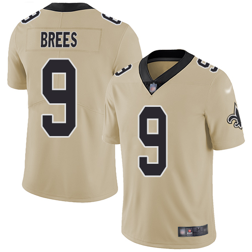 New Orleans Saints #9 Drew Brees Gold Men's Stitched NFL Limited Inverted Legend Jersey