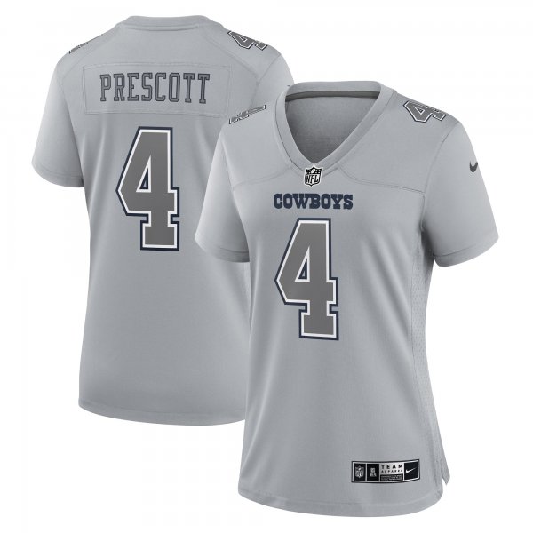 Women's Dallas Cowboys #4 Dak Prescott Nike Gray Atmosphere Fashion Game Jersey