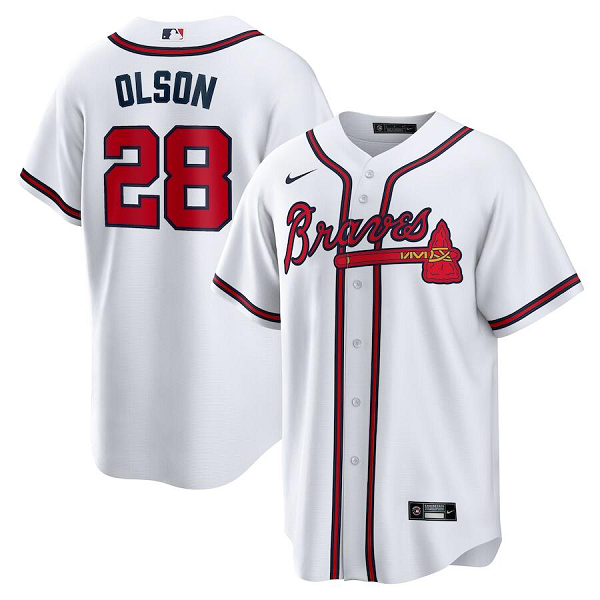 Youth Atlanta Braves #28 Matt Olson Nike White Home Jersey