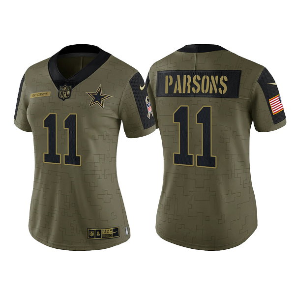 Women's Micah Parsons Cowboys Olive 2021 Salute To Service Limited Jersey