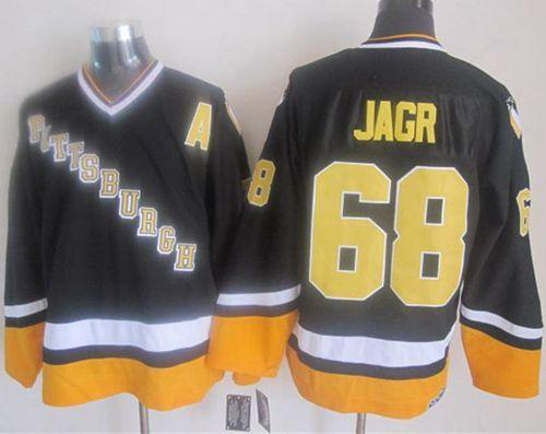 Pittsburgh Penguins #68 Jaromir Jagr Black/Yellow CCM Throwback Stitched NHL Jersey