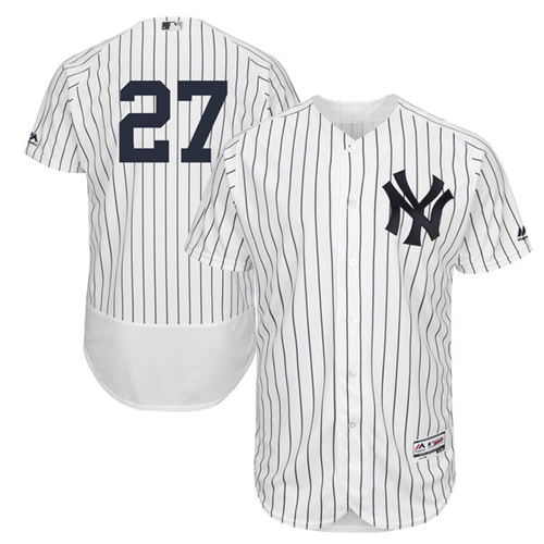 Yankees #27 Giancarlo Stanton White Strip Flexbase Collection Stitched MLB Jersey