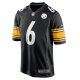 Men's Pittsburgh Steelers Patrick Queen Nike Black Game Player Jersey