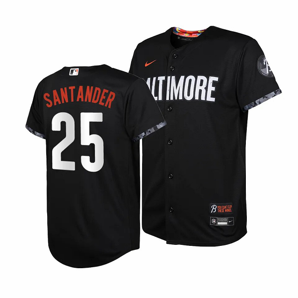 Youth Baltimore Orioles #25 Anthony Santander 2023 City Connect Cool Base Jersey Black