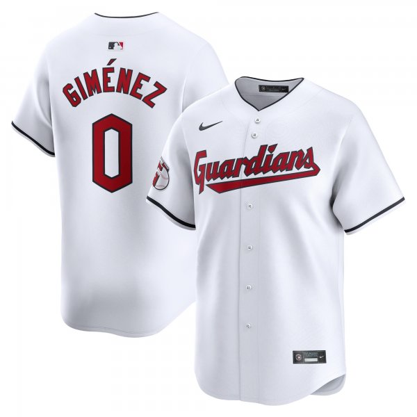 Men's Cleveland Guardians #0 Andres Gimenez Nike White Home Limited Player Jersey