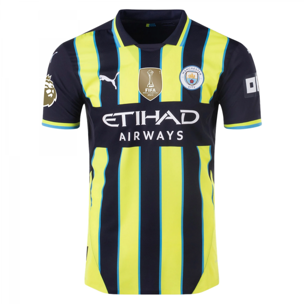 Puma Manchester City Erling Haaland Away Jersey w/ EPL + Club World Cup Patch 24/25 (New Navy/Yellow Glow)