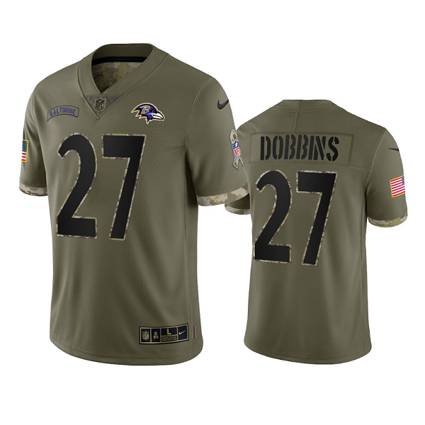 Baltimore Ravens J.K. Dobbins Olive 2022 Salute To Service Limited Jersey #27