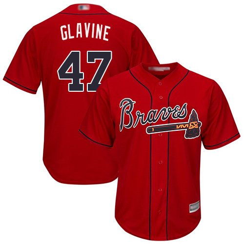 Atlanta Braves #47 Tom Glavine Red Cool Base Stitched MLB Jersey