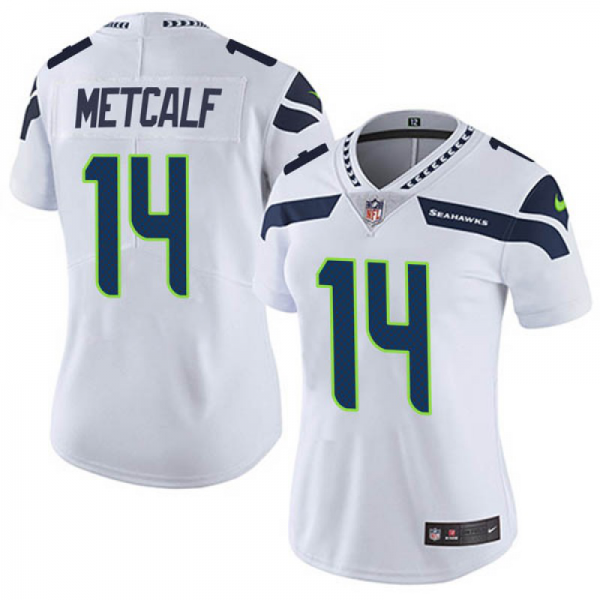 Women's Nike Seattle Seahawks #14 DK Metcalf White Vapor Untouchable Limited NFL Jersey