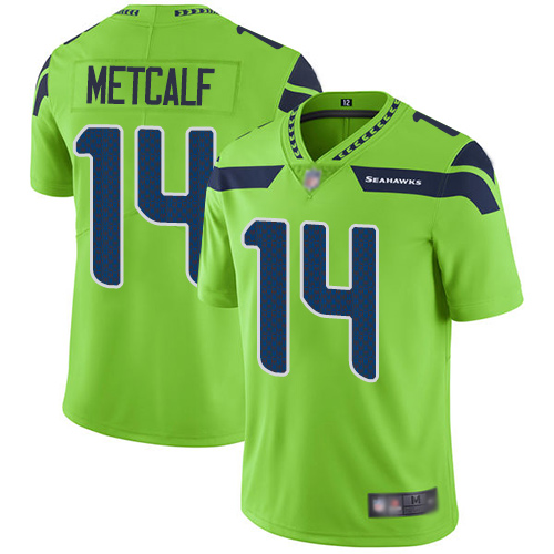 Seattle Seahawks #14 D.K. Metcalf Green Men's Stitched NFL Limited Rush Jersey