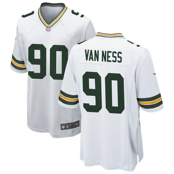 Men's Green Bay Packers #90 Lukas Van Ness White Stitched Jersey