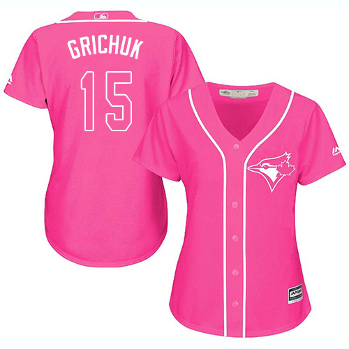 Toronto Blue Jays #15 Randal Grichuk Pink Fashion Women's Stitched MLB Jersey