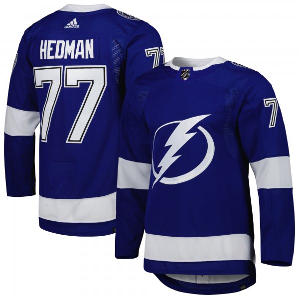 Men's Tampa Bay Lightning Victor Hedman adidas Blue  Primegreen Player Jersey