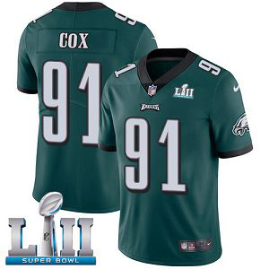 Men's Nike NFL Philadelphia Eagles #91 Fletcher Cox Limited Home Midnight Green Vapor Untouchable Super Bowl LII Jersey