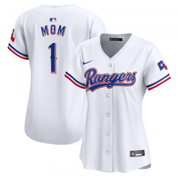 Women's Texas Rangers Nike White #1 Mom Home Limited Jersey