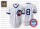 Mitchell And Ness 1987 Chicago Cubs #8 Andre Dawson Stitched White Blue Strip Throwback MLB Jersey