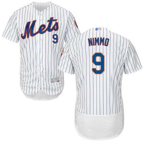 New York Mets #9 Brandon Nimmo White(Blue Strip) Flexbase Collection Stitched MLB Jersey