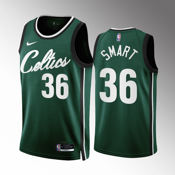 Men's NBA Boston Celtics Marcus Smart #36 2022-23 City Edition Green Jersey