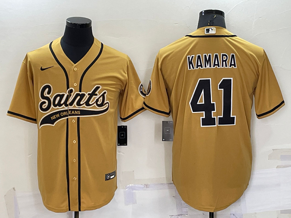 Men's New Orleans Saints #41 Alvin Kamara Stitched Baseball Cool Base Jersey