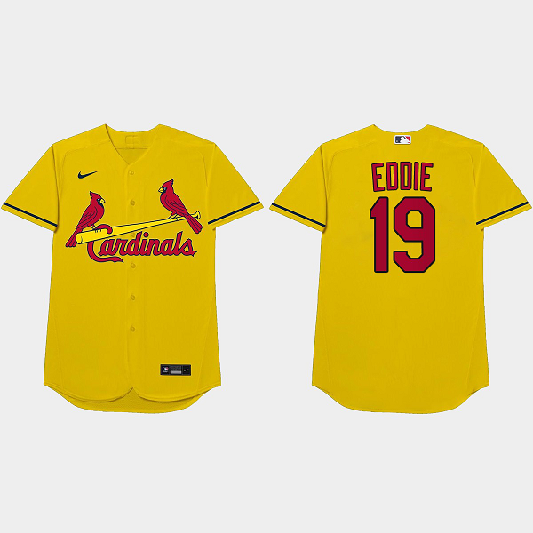 Tommy Edman Nickname Cardinals 2021 Players Weekend Eddie Gold Men's Jersey