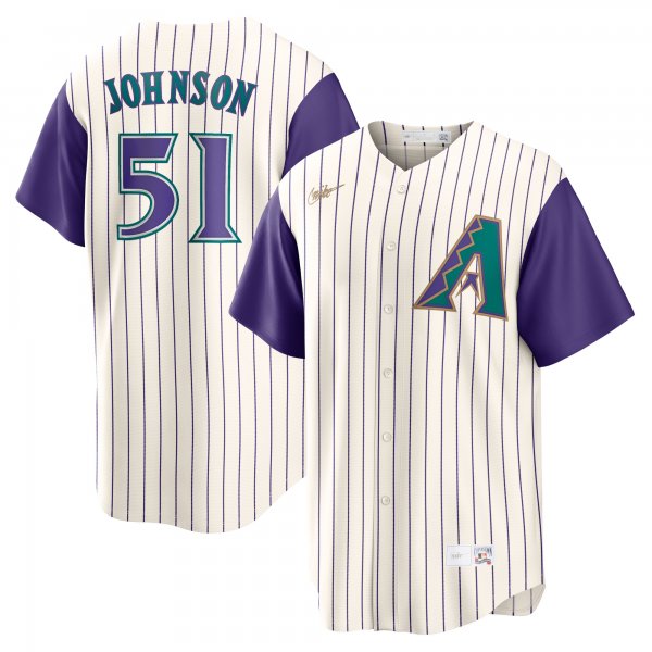 Men's Arizona Diamondbacks Randy Johnson Nike Cream/Purple Alternate Cooperstown Collection Player Jersey