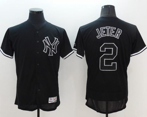 New York Yankees #2 Derek Jeter Black Fashion Flexbase Collection Stitched MLB Jersey